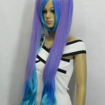 Wig Long Wig Purple Synthetic Wig..
