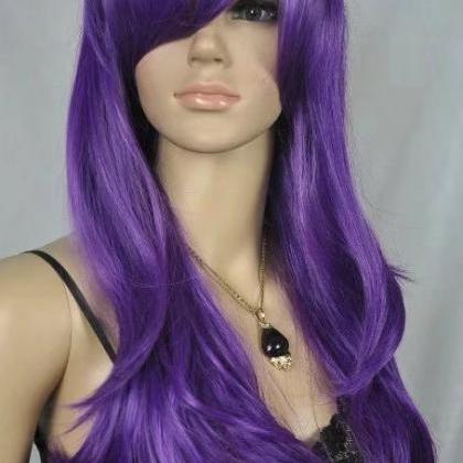 Purple Long Wig Wigs Cosplay Wigs Synthetic