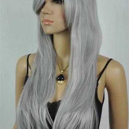 Grey Women Long Wigs Synthetic Wig