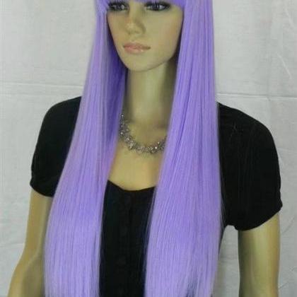 Purple Cosplay Long Women Wigs Synthetic Wig..