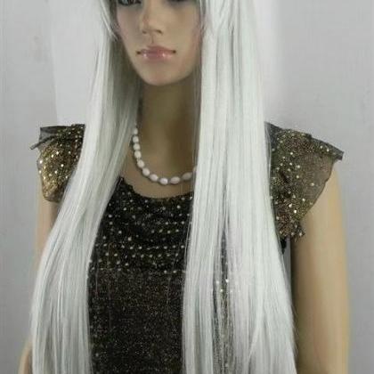 White Long Women Wigs Synthetic Wig Gz#00010 Abc..