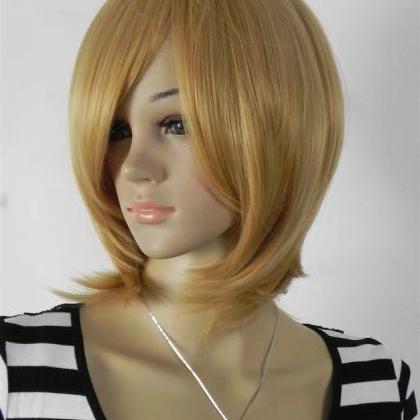 Gold Short Women Wigs Synthetic Wig Christmas Gift..