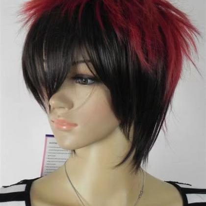 Wine Red Short Women Wigs Synthetic Wig Christmas..