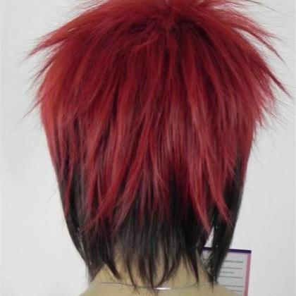 Wine Red Short Women Wigs Synthetic Wig Christmas..