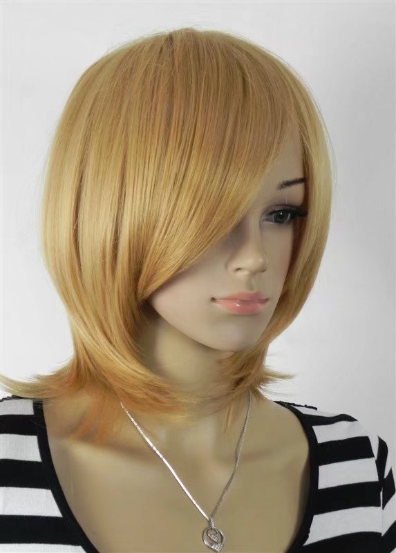 Gold Short Women Wigs Synthetic Wig Christmas Gift 2017 Abc