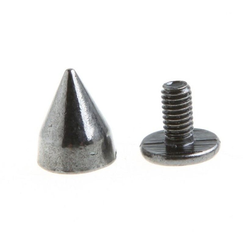 100pcs 9.5mm/0.4" Black Metal Bullet Spike Studs Rivet Punk Rock For Leather Craft Studs