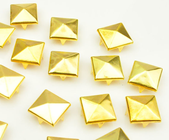 10mm Gold Pyramid Bead 4 Claw Rivet Diy Stud Bead Accessories 100pcs