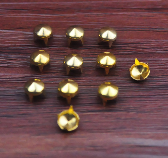 100pcs Gold Round Steampunk Prongs Studs Rivet Buttons 6mm With 4 Claws Nailheads Shoes Cloth Punk Accessories